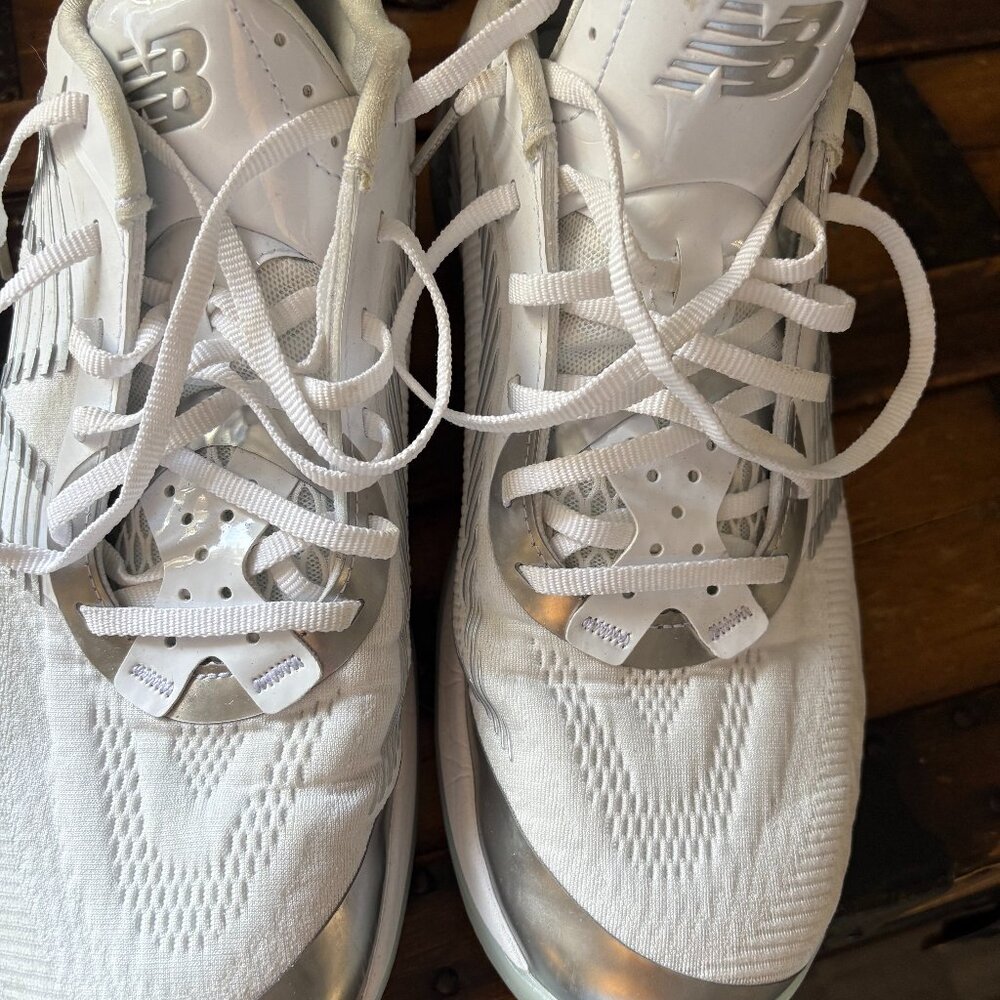 New Balance White and Metallic Sneakers
